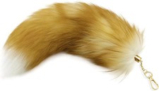 Furry Fox Tail Key Chain,Faux Fur Tail Bag Charms 15.75 Inch Cosplay TherianTail