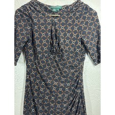 Ralph Lauren Dress Black Chain Sheath Surplice V-Neck Short Sleeve Petite 2P