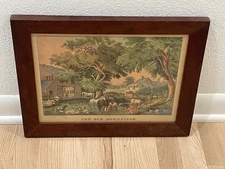 Antique 1860s Wood Framed Currier and Ives. American Homestead litho Original
