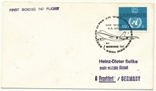 &Ouml;sterreich 1971 Sonderstempel Luftfahrt PAM Erstflug 747 Wien Frankfurt New York