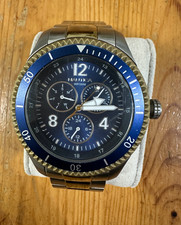 Nautica N18537 Blue Stainless Steel Case Water 100M Japan Movement Need Battery