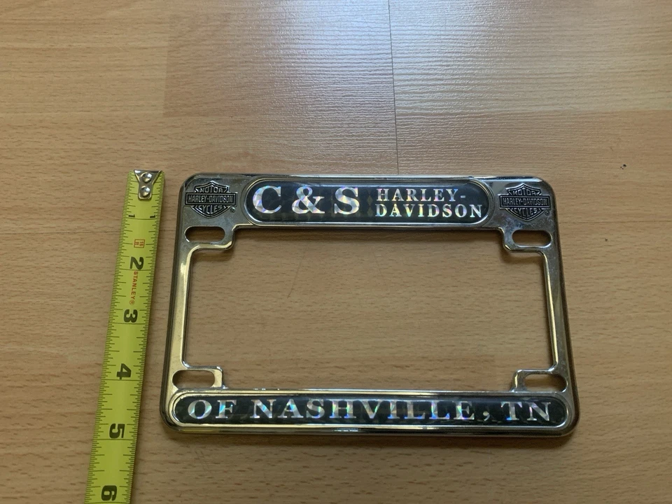 Marco retro cromado de matrícula de motocicleta Harley-Davidson C&S of Nashville TN Foto 4 de 4