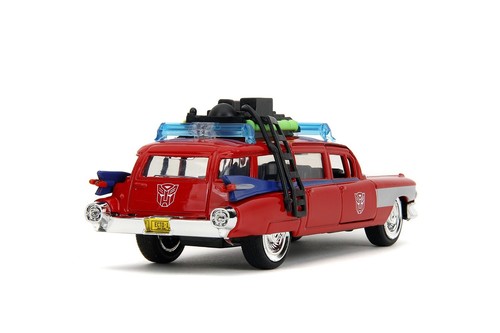 Jada 1:32 Ghostbusters x Transformers Ecto-1 1959 Cadillac Ambullance 35863 Red - Picture 6 of 8