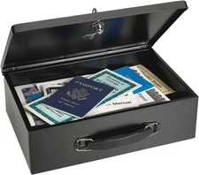 MMF Industries STEELMASTER Fire-Retardant Steel 12.25"L x 8"W x 3.75"H, Black 