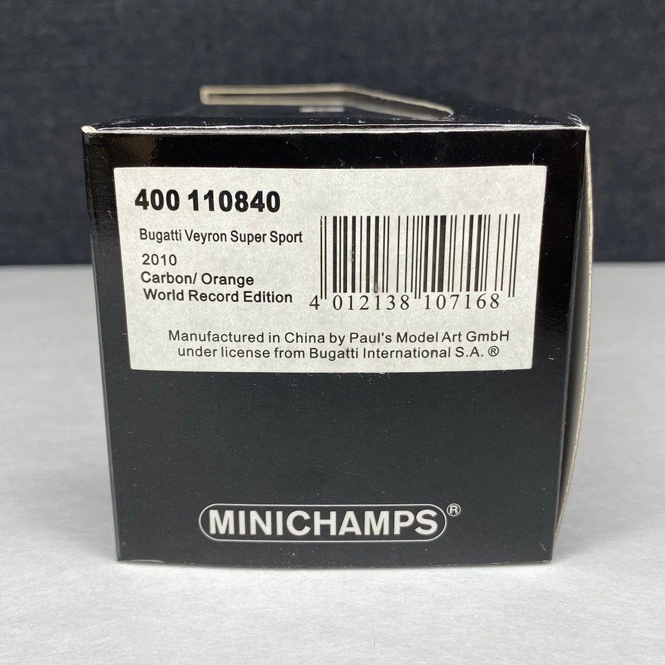 Minichamps 2010 Bugatti Veyron Super Sport Carbon/Orange 1/43 Scale 400110840 - Image 3 of 4