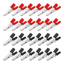 24Pcs Red and Black Metal Alligator Clips, Electrical Test Clamps Black red