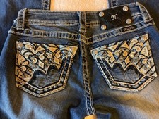 Miss Me Jeans Womens 25 Relaxed Bootcut Embellished Pockets EUC