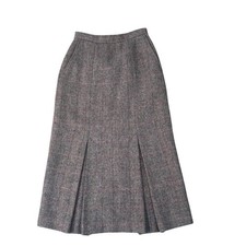 Vintage Ralph Lauren 100 Wool Long Skirt Size 6 Tweed Multi Brown Beige