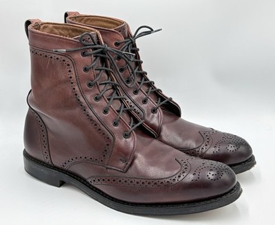 Men's Allen Edmonds Boots Leather Dalton Dress Wing Tip Lace 10