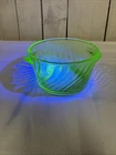 Vintage Anchor Hocking Spiral Green Uranium Glass Butter Tub