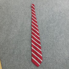 Vtg Brooks Brothers Tie Men One Size Red Diagonal Repp Stripe 100 Silk Made USA