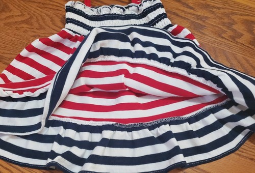 SUNDRESS 3-6M GIRLS RED WHITE BLUE STRIPES PATRIOTIC 100% COTTON CHILDRENS PLACE - Picture 4 of 14