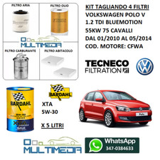 KIT TAGLIANDO 4 FILTRI OLIO BARDAHL VOLKSWAGEN POLO V 1.2 TDI DIESEL 55KW 75 CV