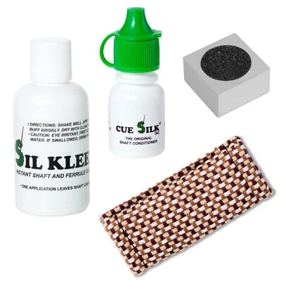 Cue Silk Billiard Pool Cue Shaft Maintenance Kit - 4 Items Included