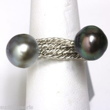 Tahitian Pearl Ring 10.5 mm size 6.5 Peacock Grey