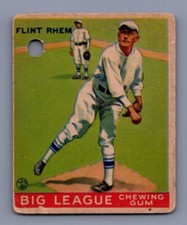 1933 Goudey Big League Chewing Gum R319 #136 Flint Rhem Rookie Card RC Phillies