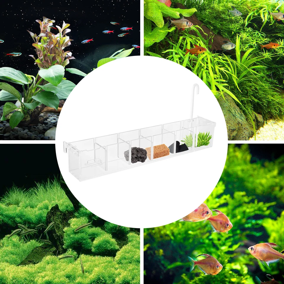 45 X 7 X 8cm 6-Grid Acrylic Clear Aquarium Fish Tank External Hang Filter  - Image 2 of 4