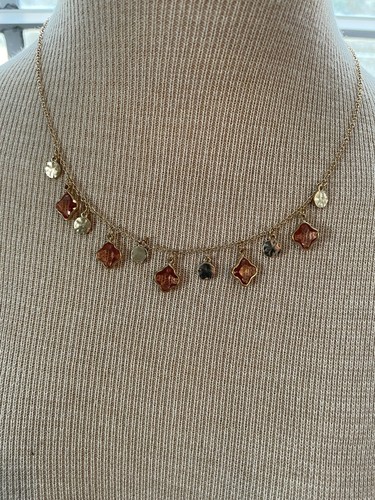Pink Dangle charm choker Necklace 