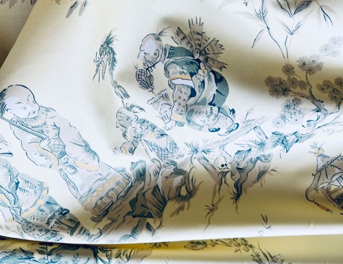 Authentischer Schumacher "Chinois" Toiletten-Siebdruck gelb neu ohne Etikett BTY XX821 - Bild 3 von 11