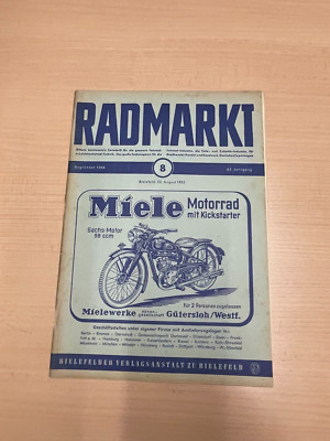 BUCH ZEITSCHRIFT RADMARKT FAHRRAD UND MOTORRAD TECHNIK 1951 AUSGABE 8