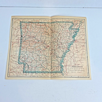 Antique 1921 Arkansas Pine Bluff Hot Springs Ft. Smith Ozark State paper map