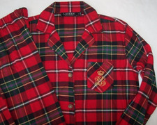 NWT Ralph Lauren RED/GREEN/PURPLE PLAID Brushed Twill Flannel Pajama Set XL SOFT