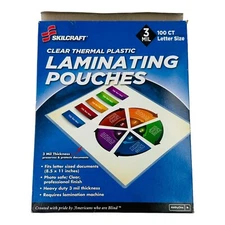 100 Pouches Skilcraft 3 Mil Thermal Laminating Pouches Letter Size Clear