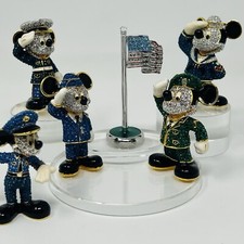 Disney Arribas Brothers Military Mickey Mouse Jeweled Swarovski x 6 Figurines