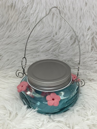 Hummingbird Feeders Hanging Mason Jar Garden 6 oz Easy Fill Glass Set Of 2 - Picture 3 of 8