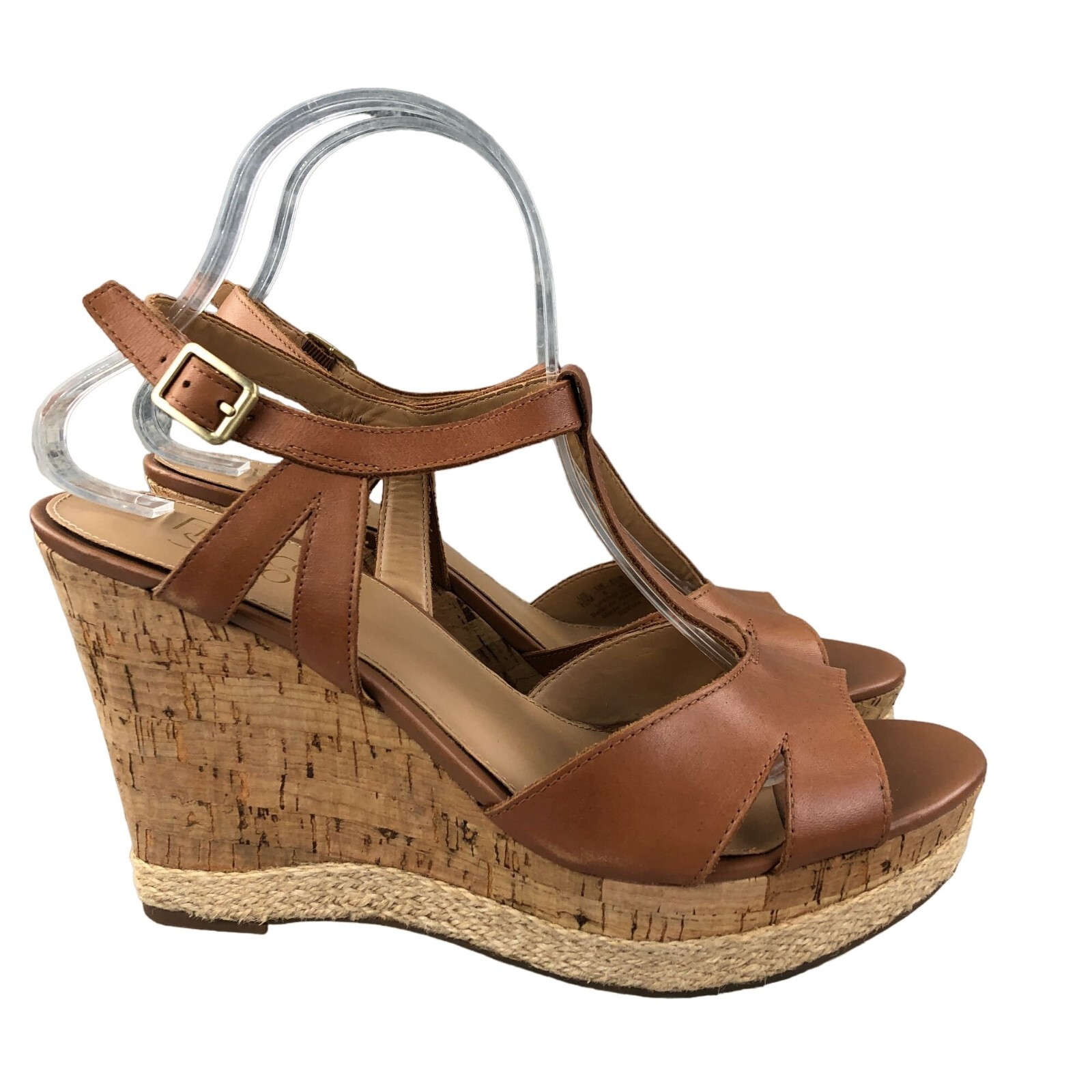 Franco Sarto Women's Size 10M Seema Brown Leather Cork Espadrille