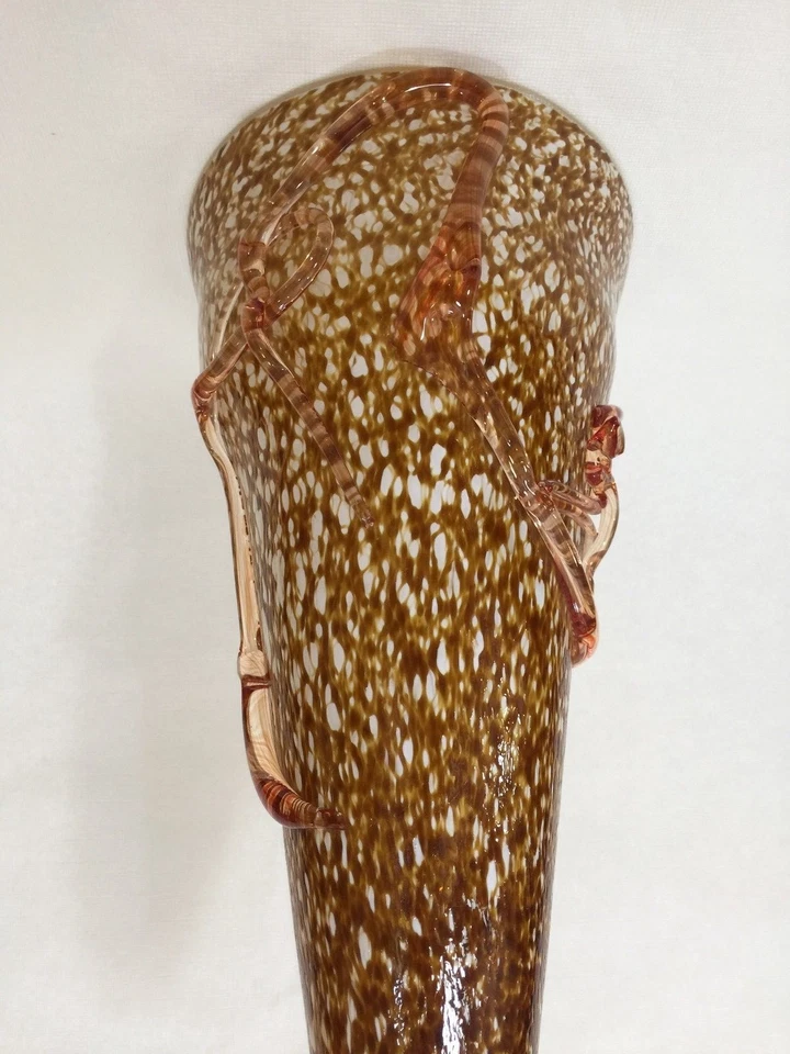 Murano Bavai Conicity Art Glass Brown Amber Pendant Light Shade 16 1/2" T x 8" D - Image 2 of 4