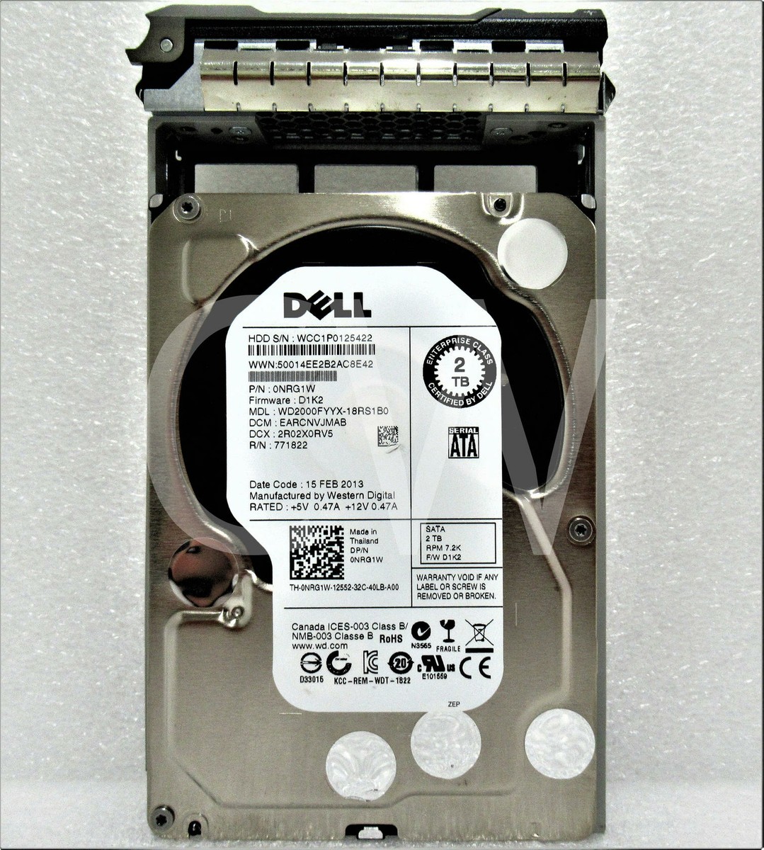 Western Digital WD2000FYYX （3.5 HDD 2TB） NRG1W WD2000FYYX Dell 2TB 7200RPM 6Gbps 3.5