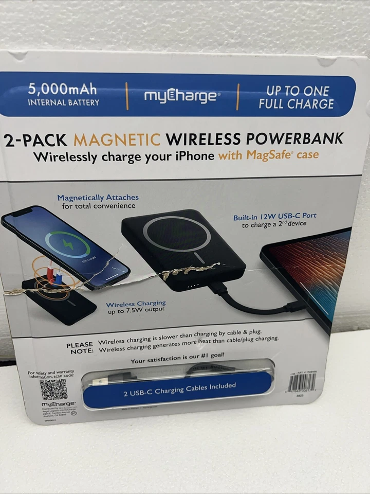 Paquete de 2 PowerBank inalámbrico magnético myCharge 5000 mAh + 27 horas Foto 4 de 4