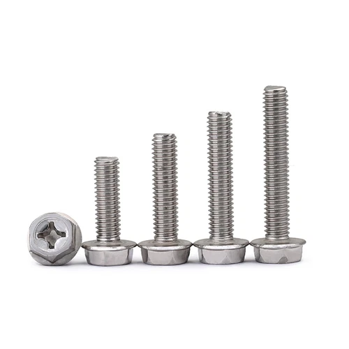 Flanged Hex Head Screws Bolt with Phillips Drive A2 304 Stainless Steel M4 M5 M6 - Picture 4 of 7