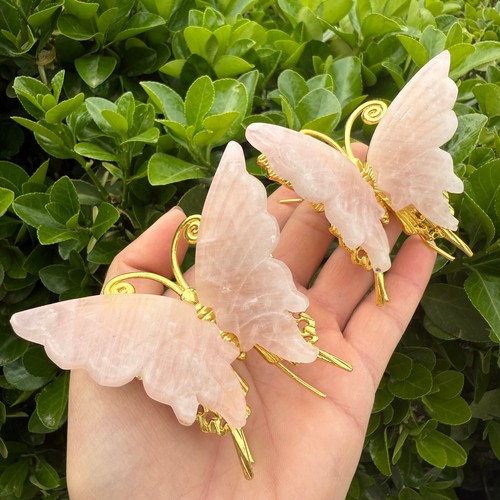 3.6" Natural Powder crystal Carved Butterfly Reiki Crystal Skull Decor gift 10pc - Picture 15 of 15