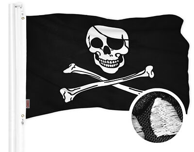 G128 Pirate Jolly Roger Bones Flag 20x30 In Embroidered 300D Polyester