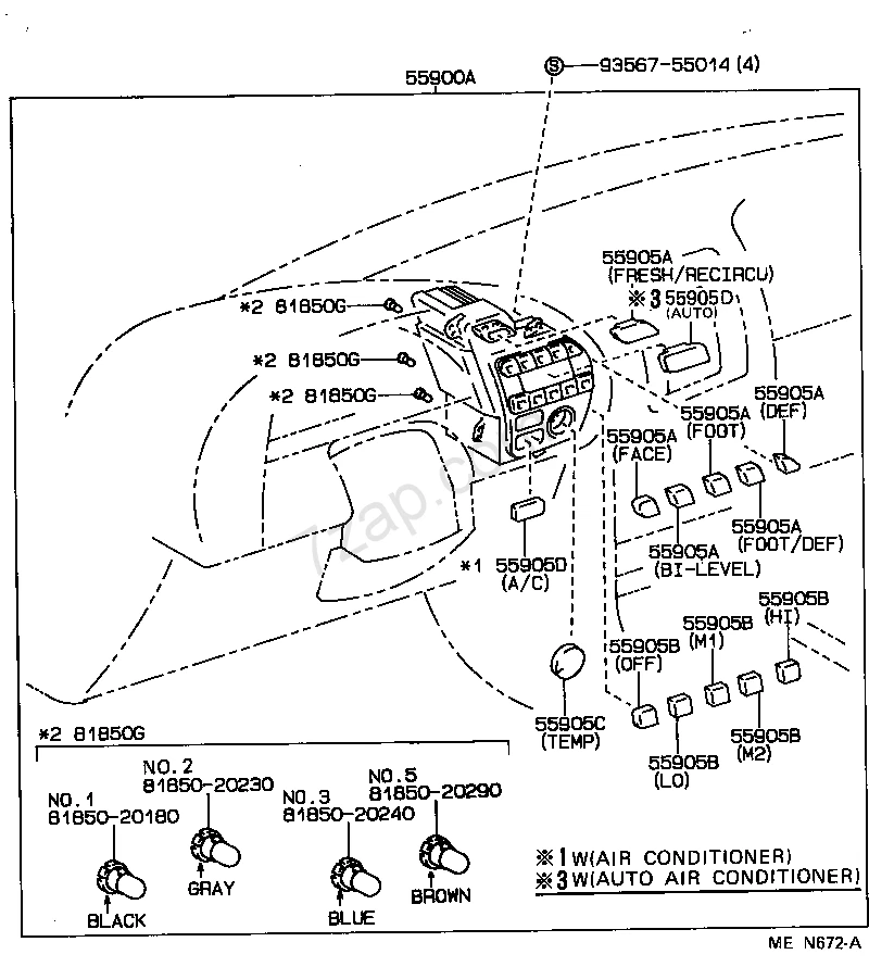 90 - 92 丰田 CELICA GTS 空调加热器 气候温度控制 P/N 55900-20690 — 第 3/3 张图片