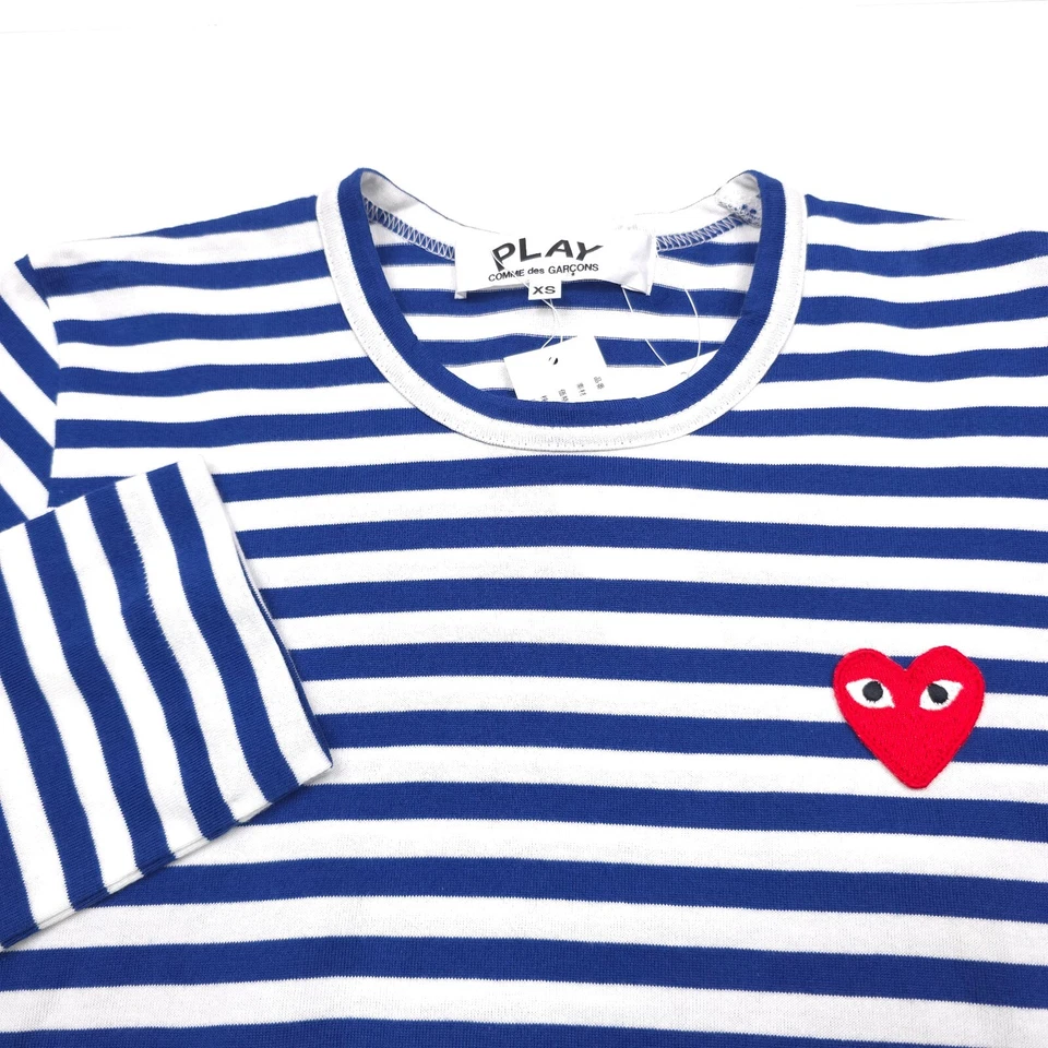 $155 Camiseta Comme Des Garcons Azul Blanco Rayas Manga Larga T163 Mujer XS Foto 2 de 4