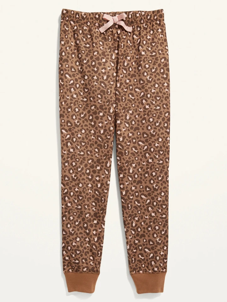 Pantalones de pijama jersey estampado de leopardo azul marino antiguo para niñas talla XS S M L o XL Foto 2 de 2