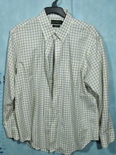 Lauren Ralph Lauren Mens Classic Fit Dress Shirt Non-Iron Yellow Blue 17-34/35