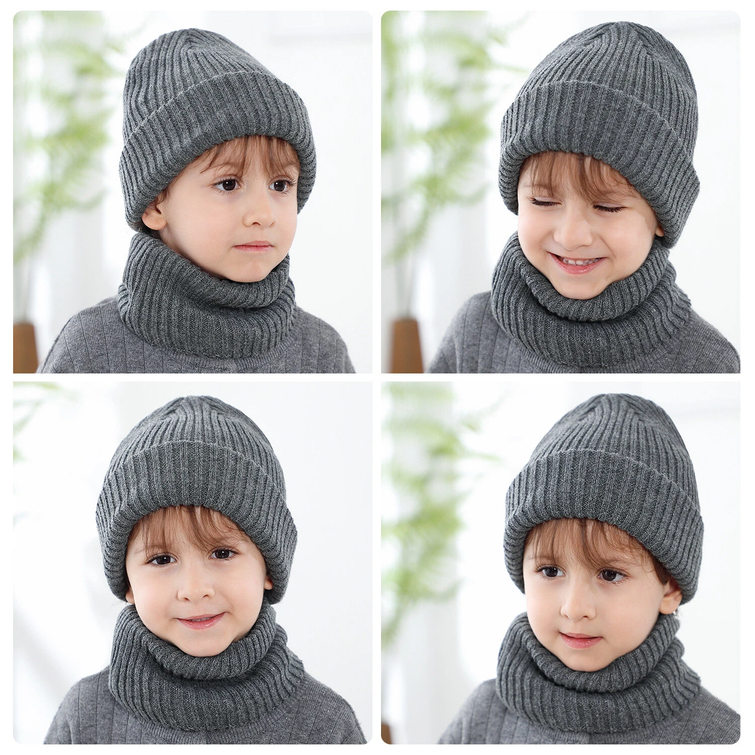 Autumn Winter Baby Warmer Children's Hat Bib Suit Striped Knitting Wool Hat Set
Opens in a new windo