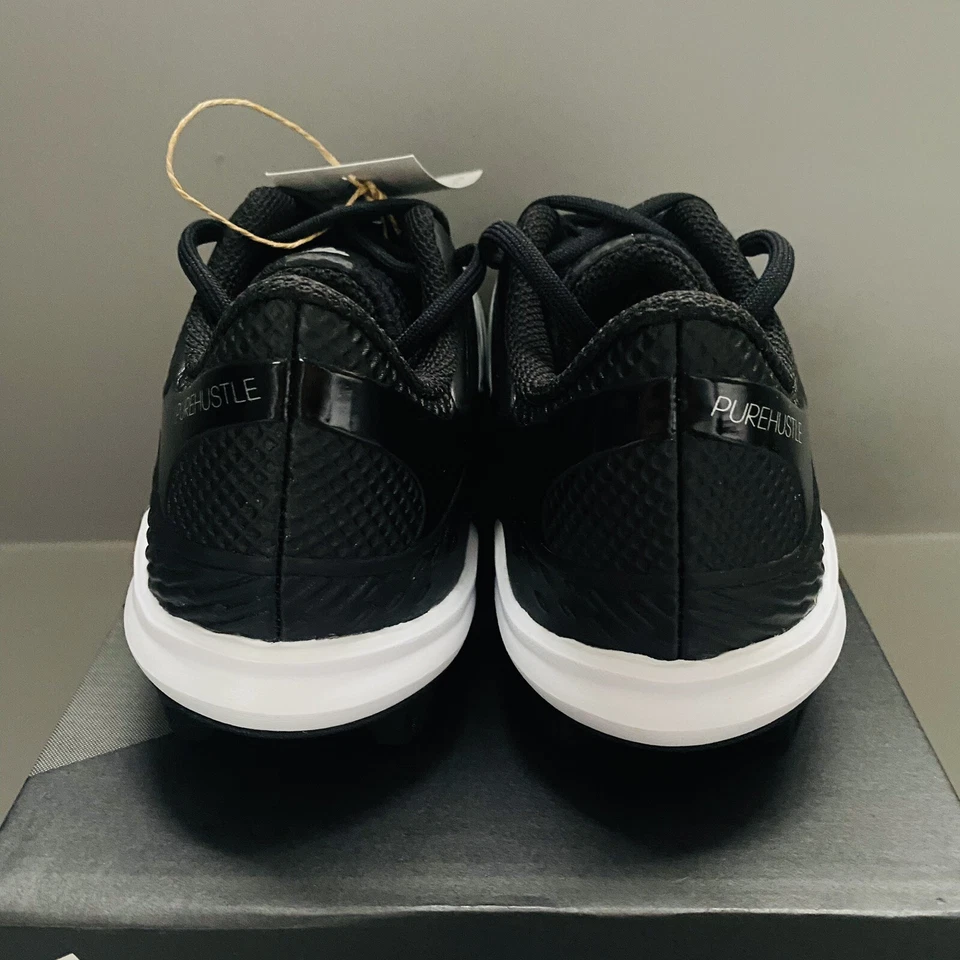 New Adidas Pure Hustle 3 MD K Black White Baseball Sports Cleats Youth Size 4.5 - Image 4 of 4
