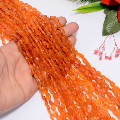 Natural Carnelian Gemstone Oval Shape Smooth Beads 7X5 11X6mm Strand 12.5'' XY858