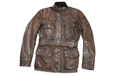 Vintage Belstaff Panther Jacket Motorcycle Leather Brown Italy