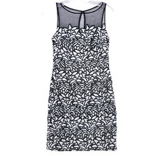 Aidan Mattox Sleeveless Lined Crochet Lace Overlay Dress Mesh Panel Size 2