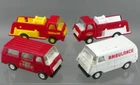 Vintage 1970's Tonka Mini 5" Pressed Steel Fire Chief Ambulance Fire Truck Lot 4