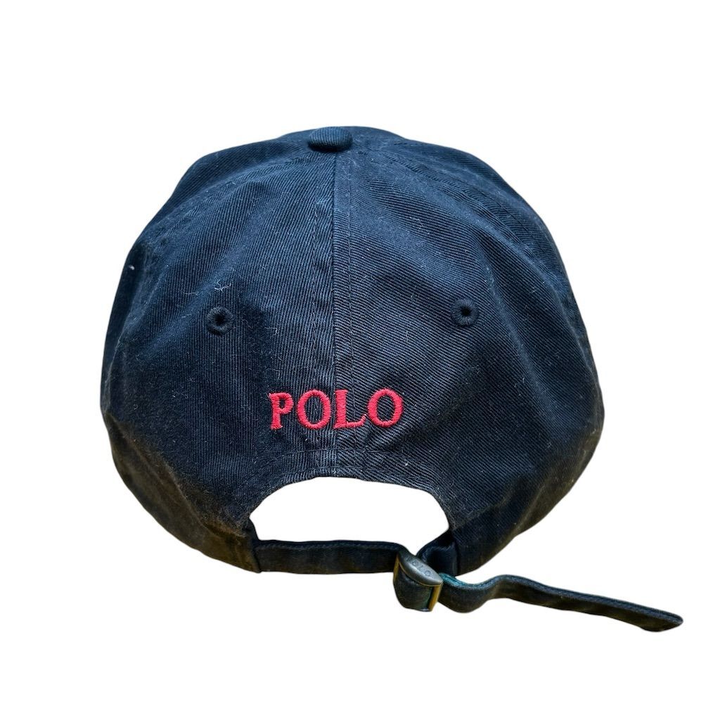 Polo Ralph Lauren Berretto Nero Strapback Unisex Rosso Pony Logo Regolabile