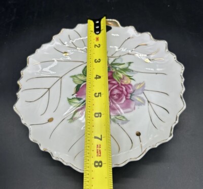 Vintage Hand Painted Small Leaf Shaped Trinket Dish Japan Vintage Hand Painted Small Leaf Shaped Trinket Dish Japan