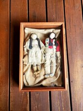 Vintage Native American Plains Indian Beaded Buckskin Leather Dolls