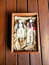 Vintage Native American Plains Indian Beaded Buckskin Leather Dolls